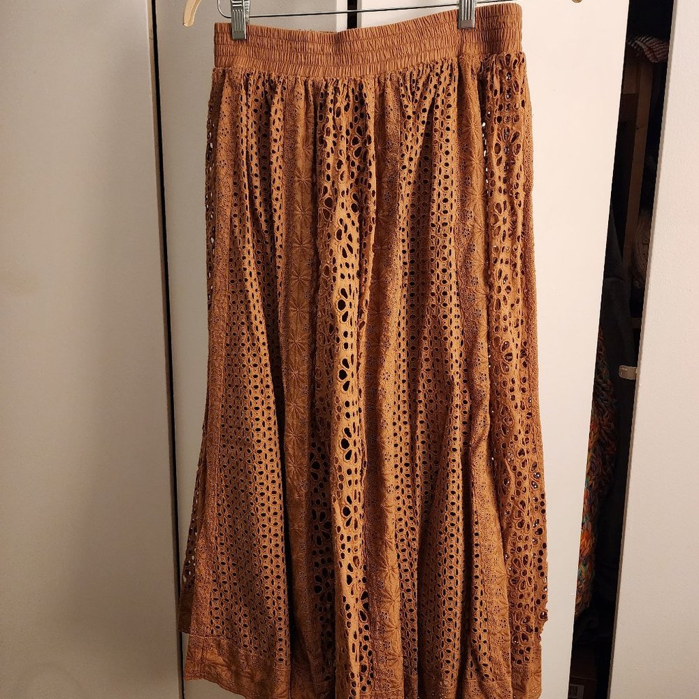 Alice + Olivia Eyelet Skirt Brown Size 14